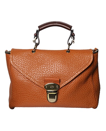 Polly Push Lock Bag, &pound;260, Handbags, Tan, Leather, Front view